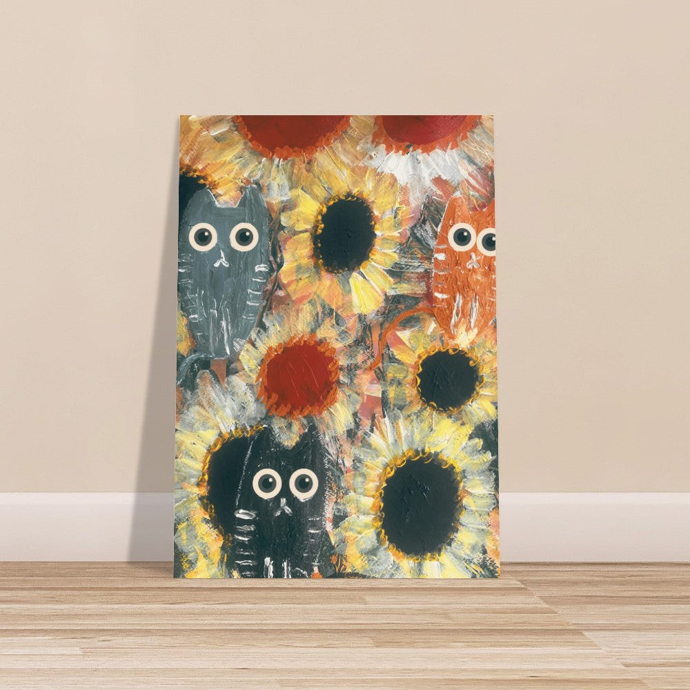 Cats & Flowers Poster Print Available in A4, A3, A2 Sizes