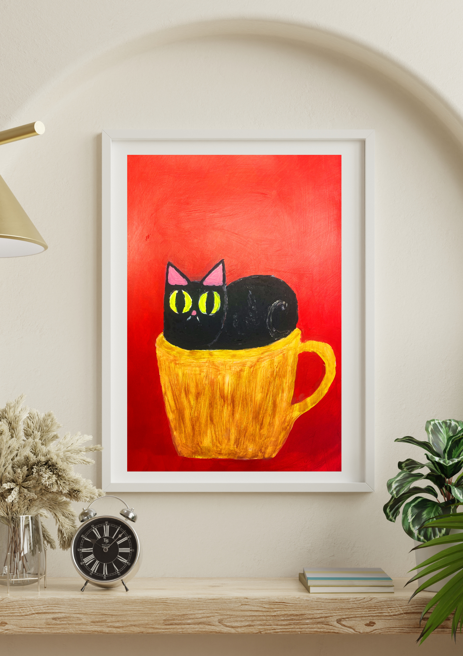Cup Of Cat Original Signed Painting