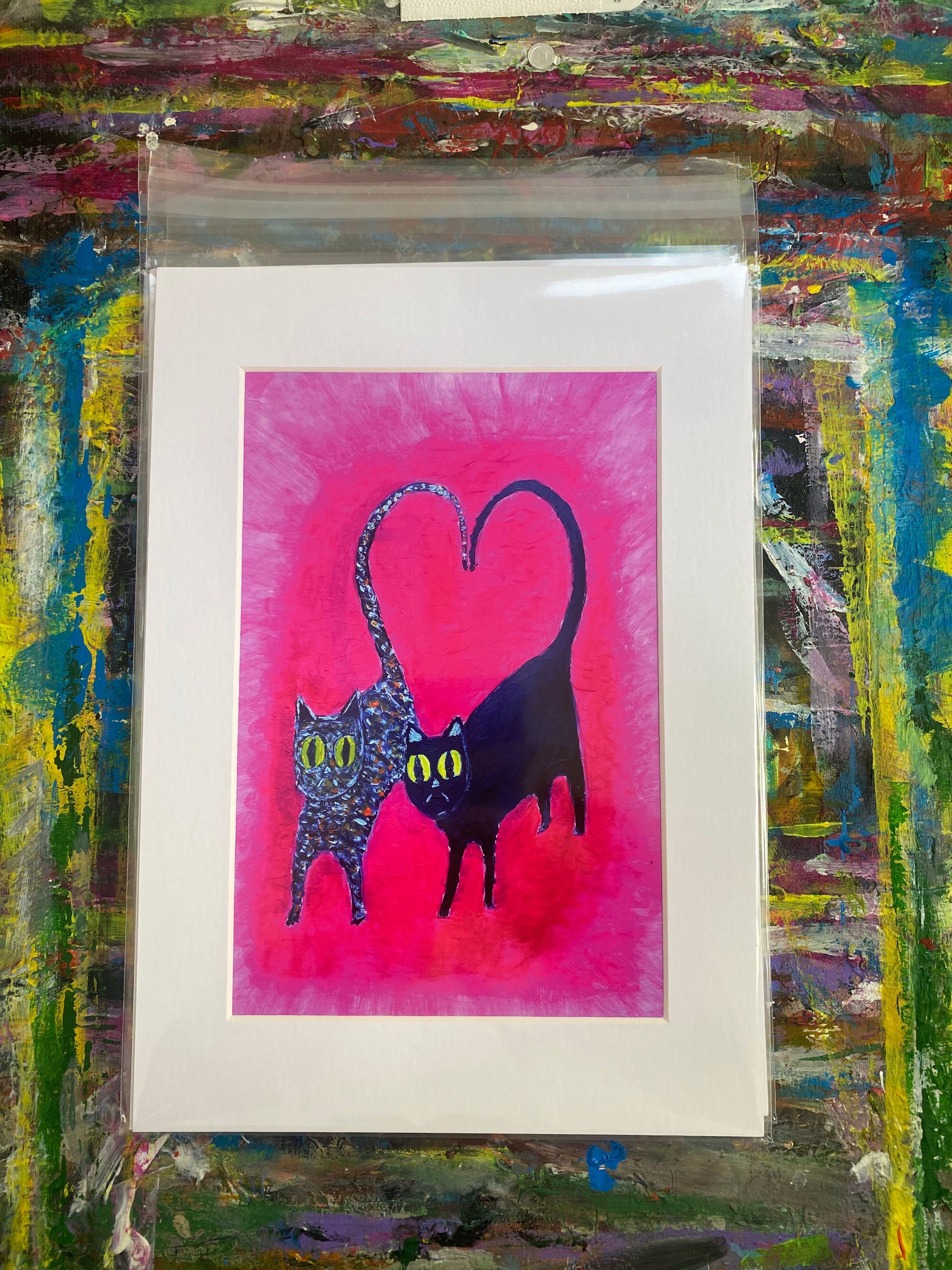 Love Cats Giclee Fine Art Print, A4 Mount