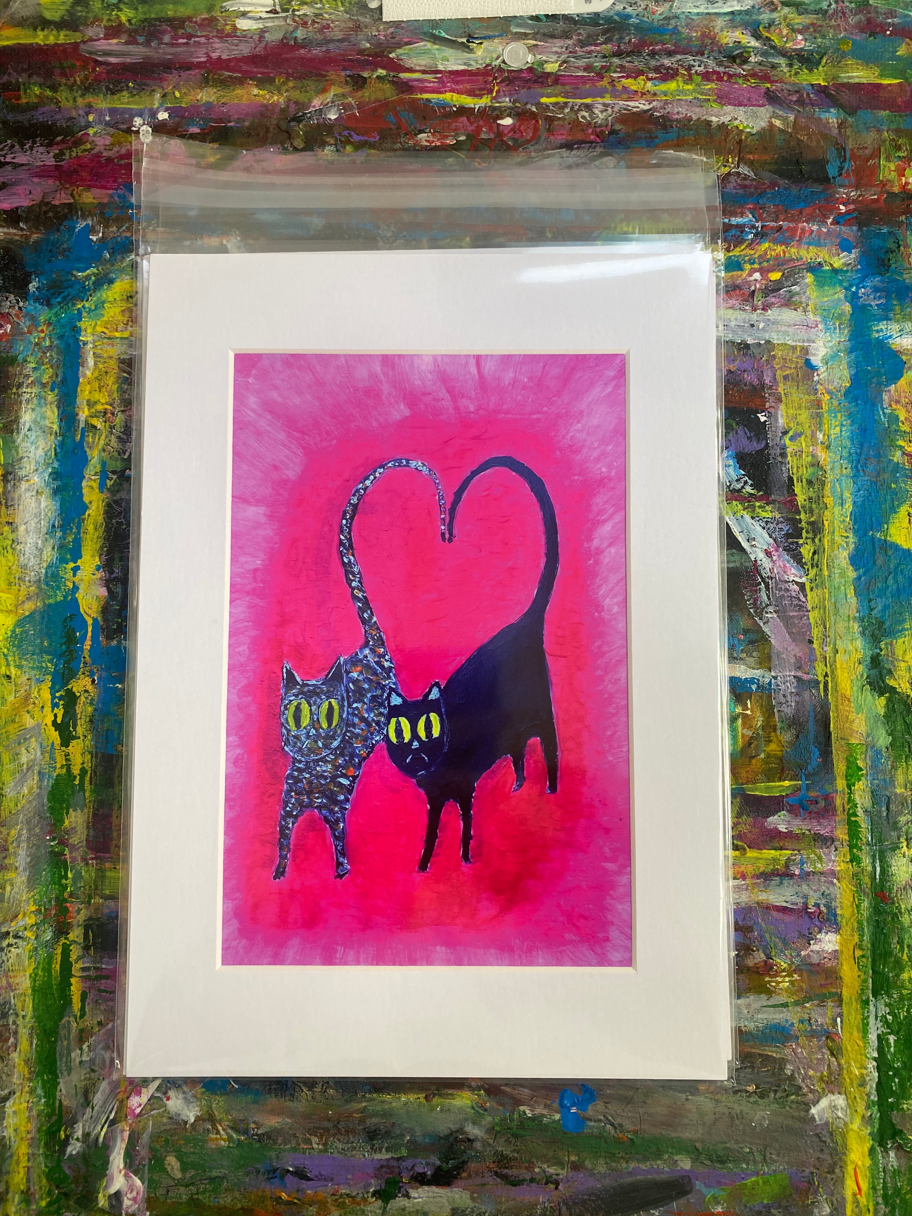 Love Cats Giclee Fine Art Print, A4 Mount
