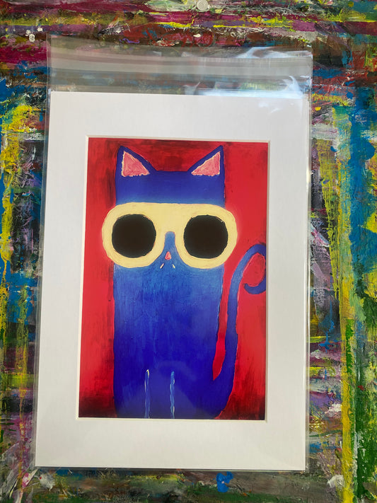 Cool Cat Giclee Fine Art Print, A4 Mount