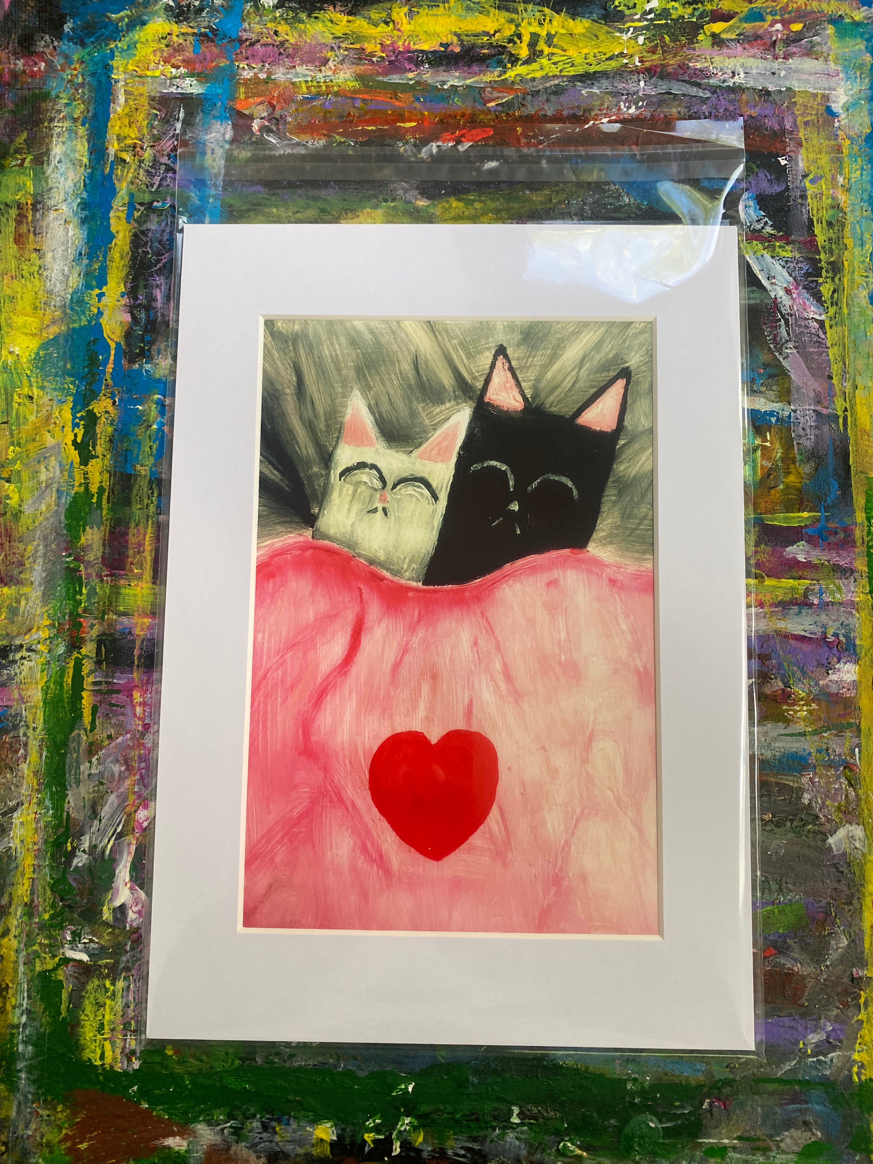 Sleeping Cats Giclee Fine Art Print. A4 Mount