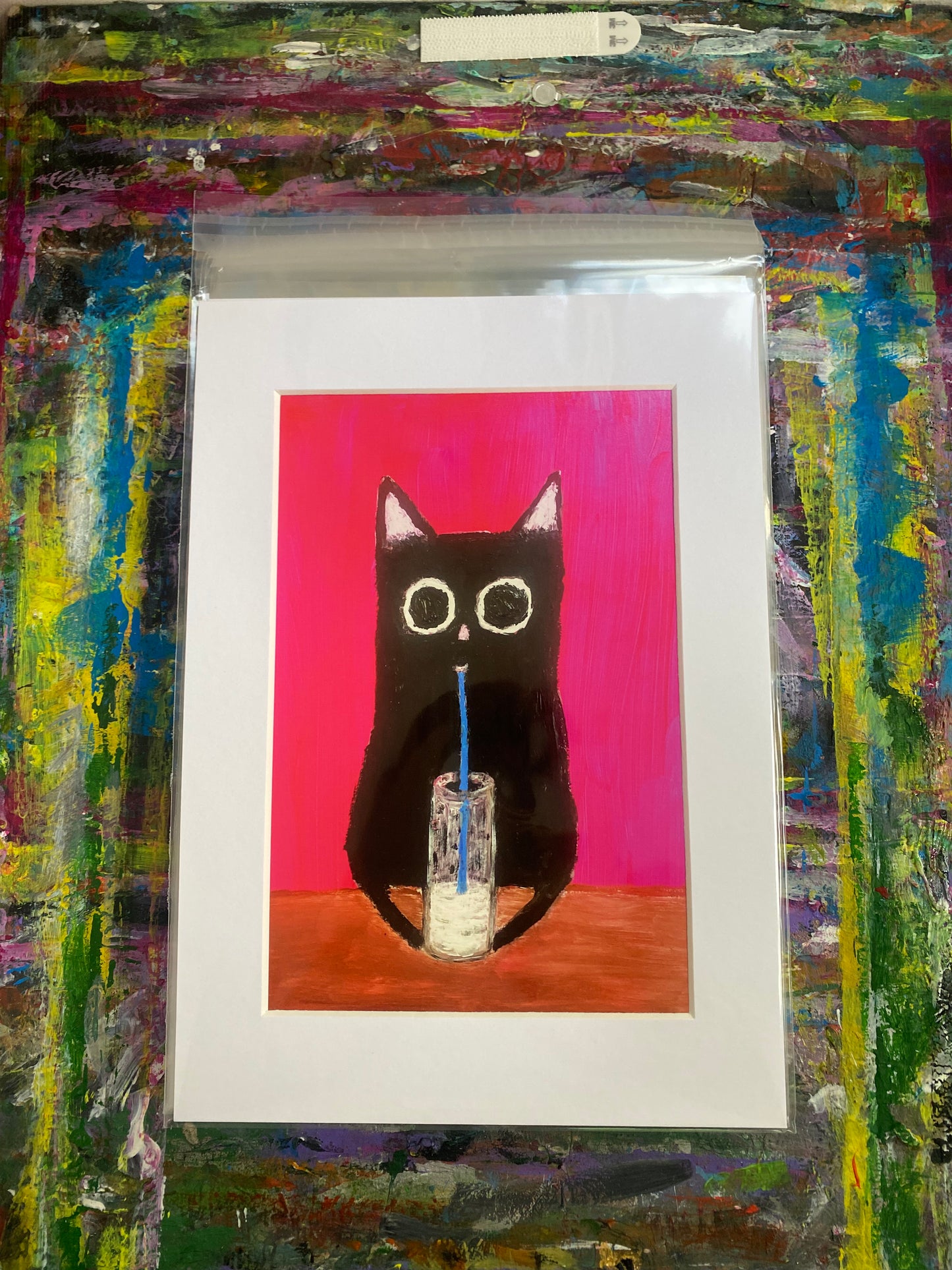 Milk Cat Giclee Fine Art Print, A4 Mount