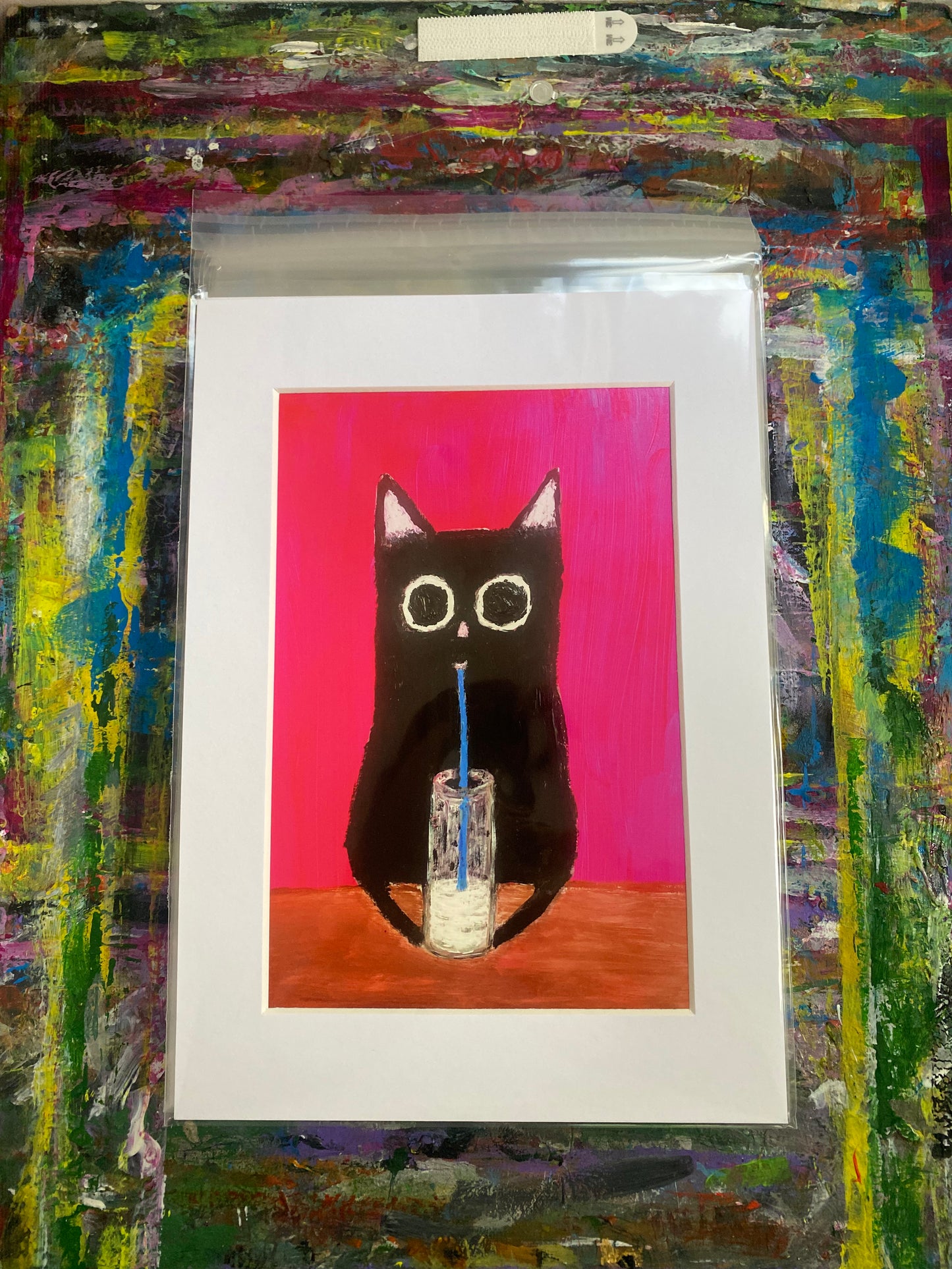 Milk Cat Giclee Fine Art Print, A4 Mount