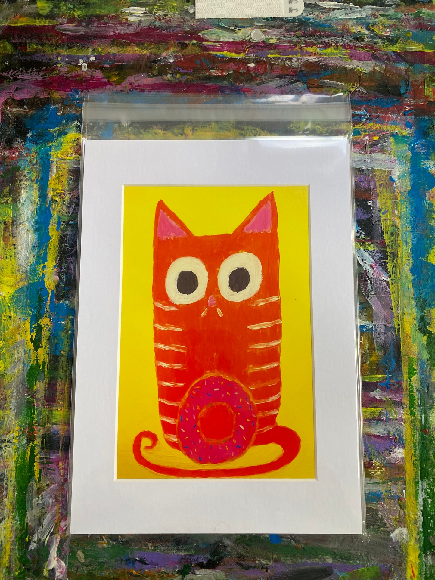 Donut Cat Giclee Fine Art Print, A4 Mount