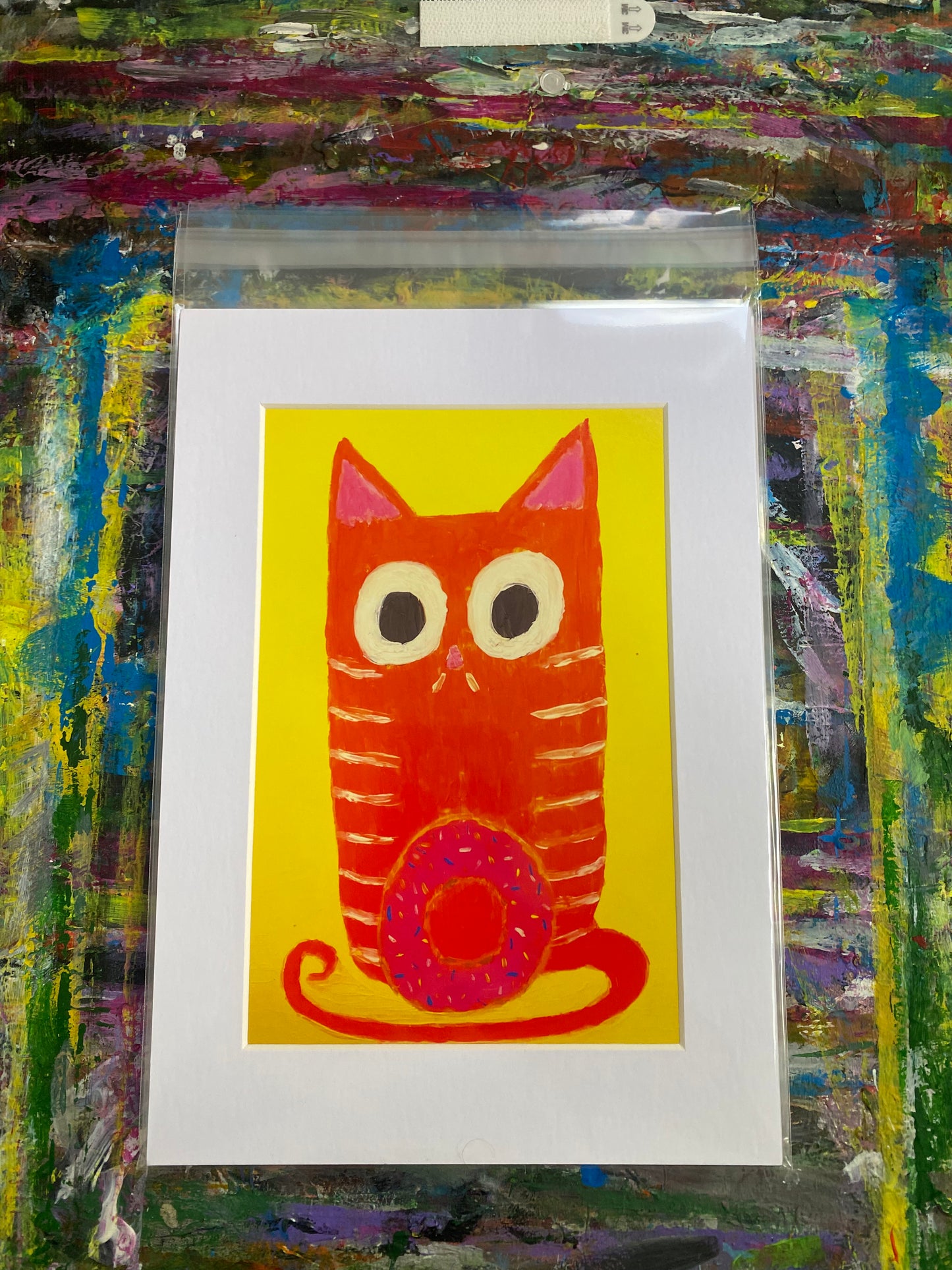 Donut Cat Giclee Fine Art Print, A4 Mount