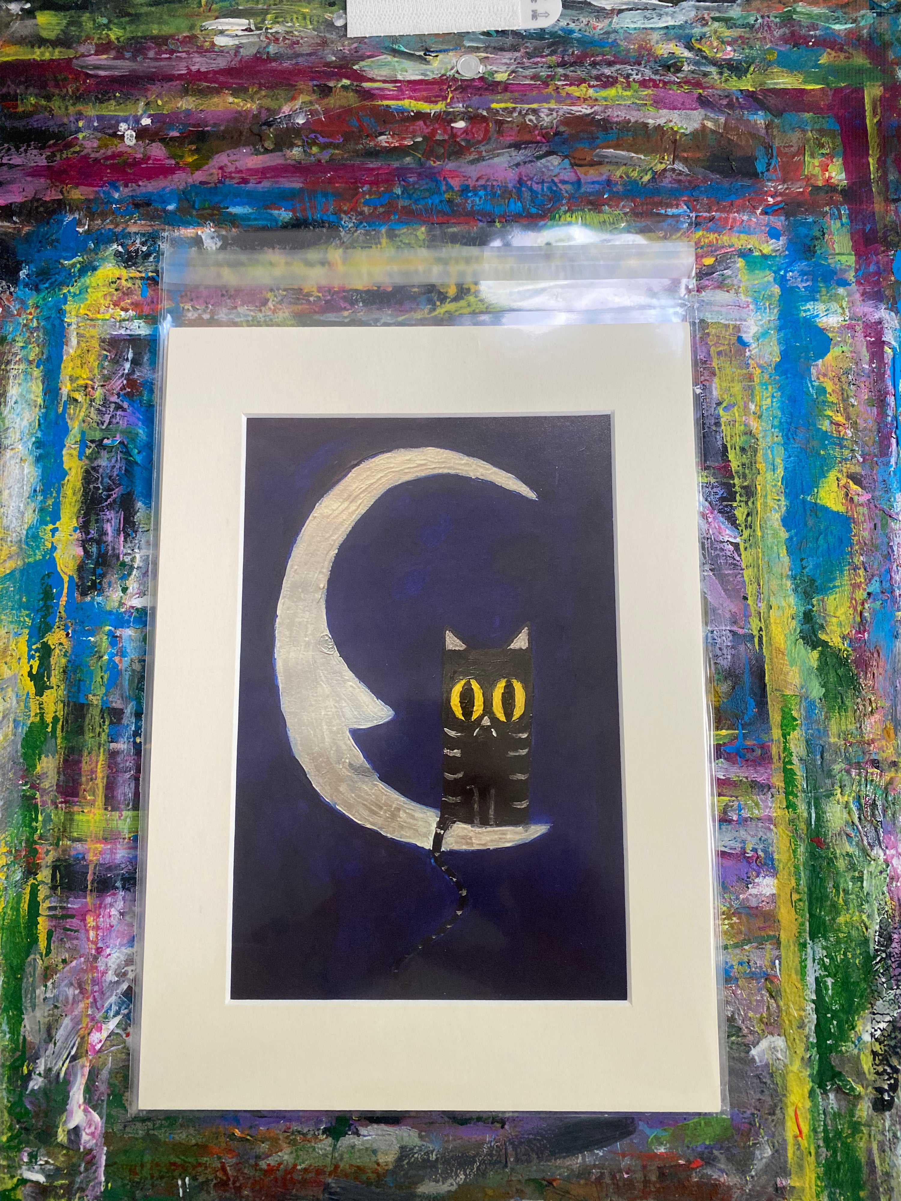 Lunar Cat Giclee Fine Art Print, A4 Mount