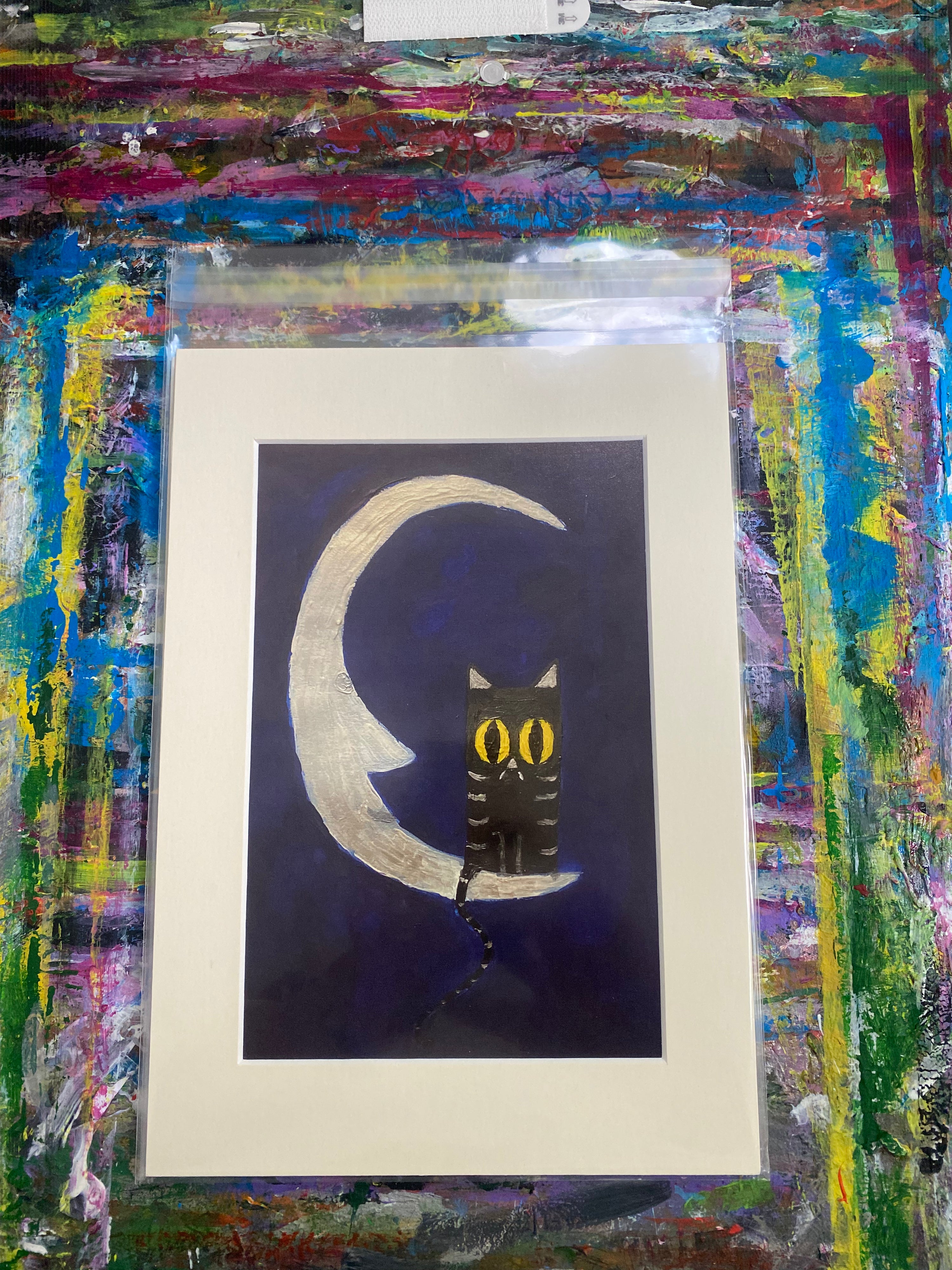 Lunar Cat Giclee Fine Art Print, A4 Mount