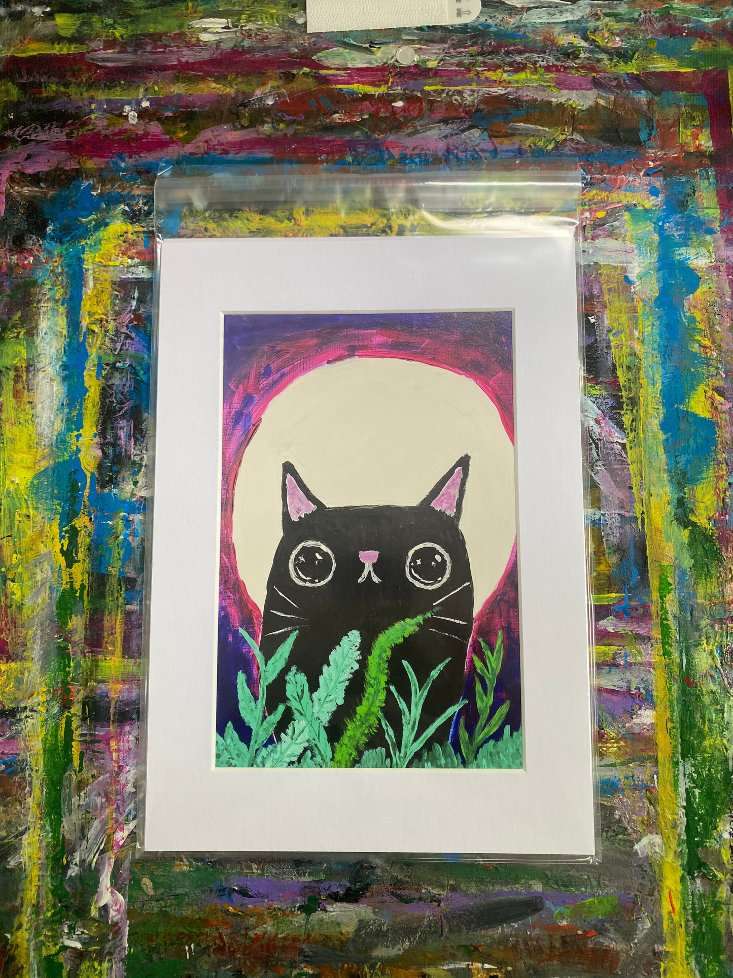 Moon Cat Giclee Fine Art Print, A4 Mount