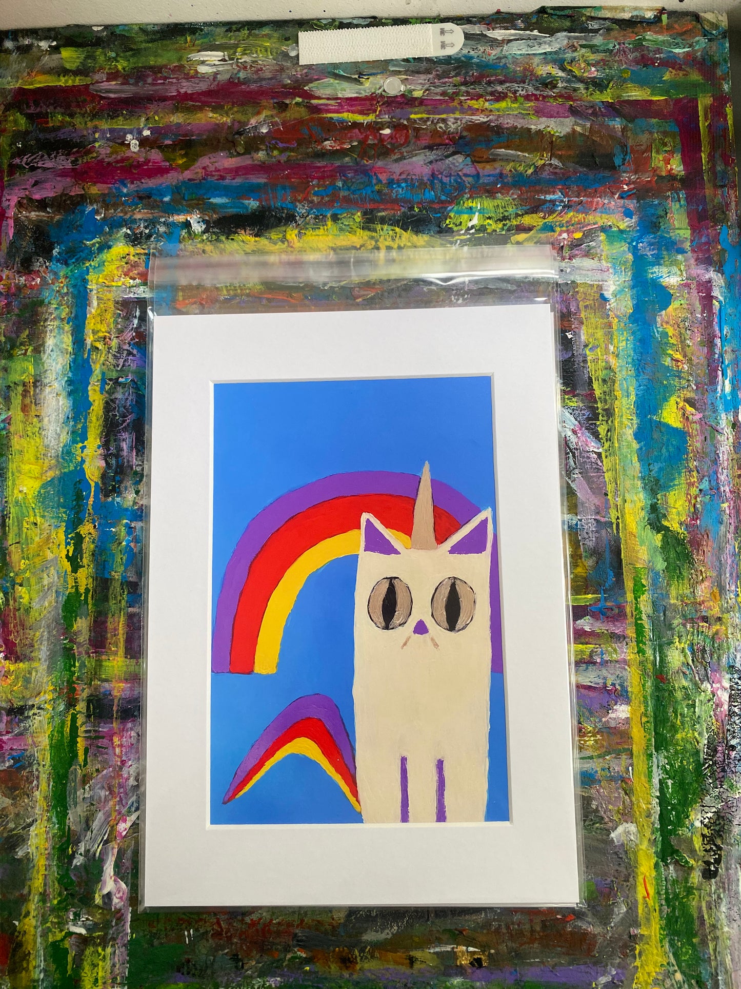 Unicorn Cat , Giclee Fine Art Print , A4 Mount - Limited Edition