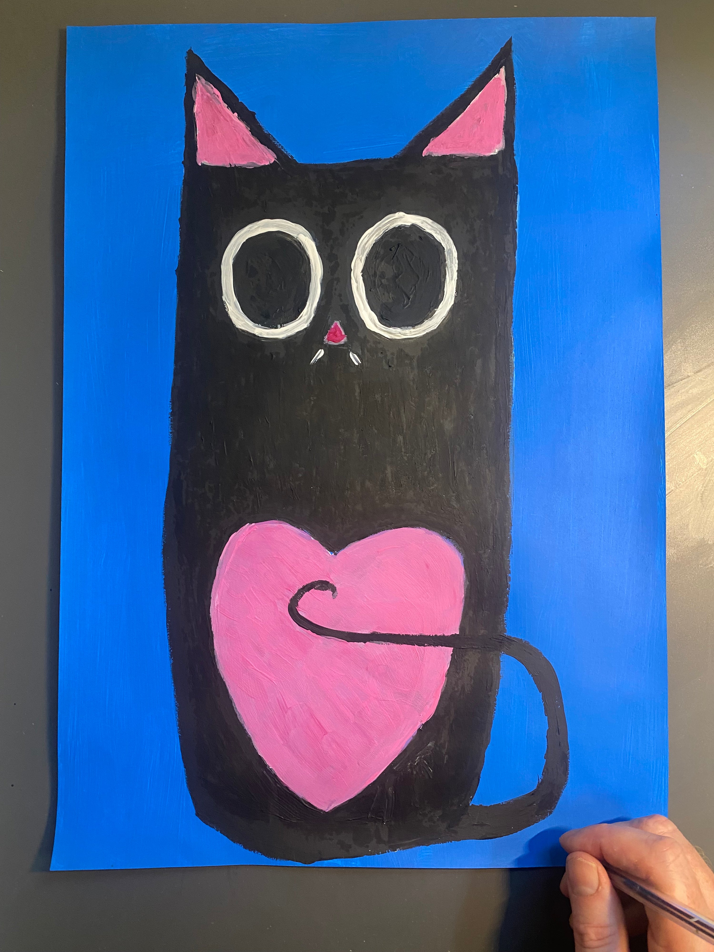 Love Cat Original Acrylic Painting Signed By The Artist