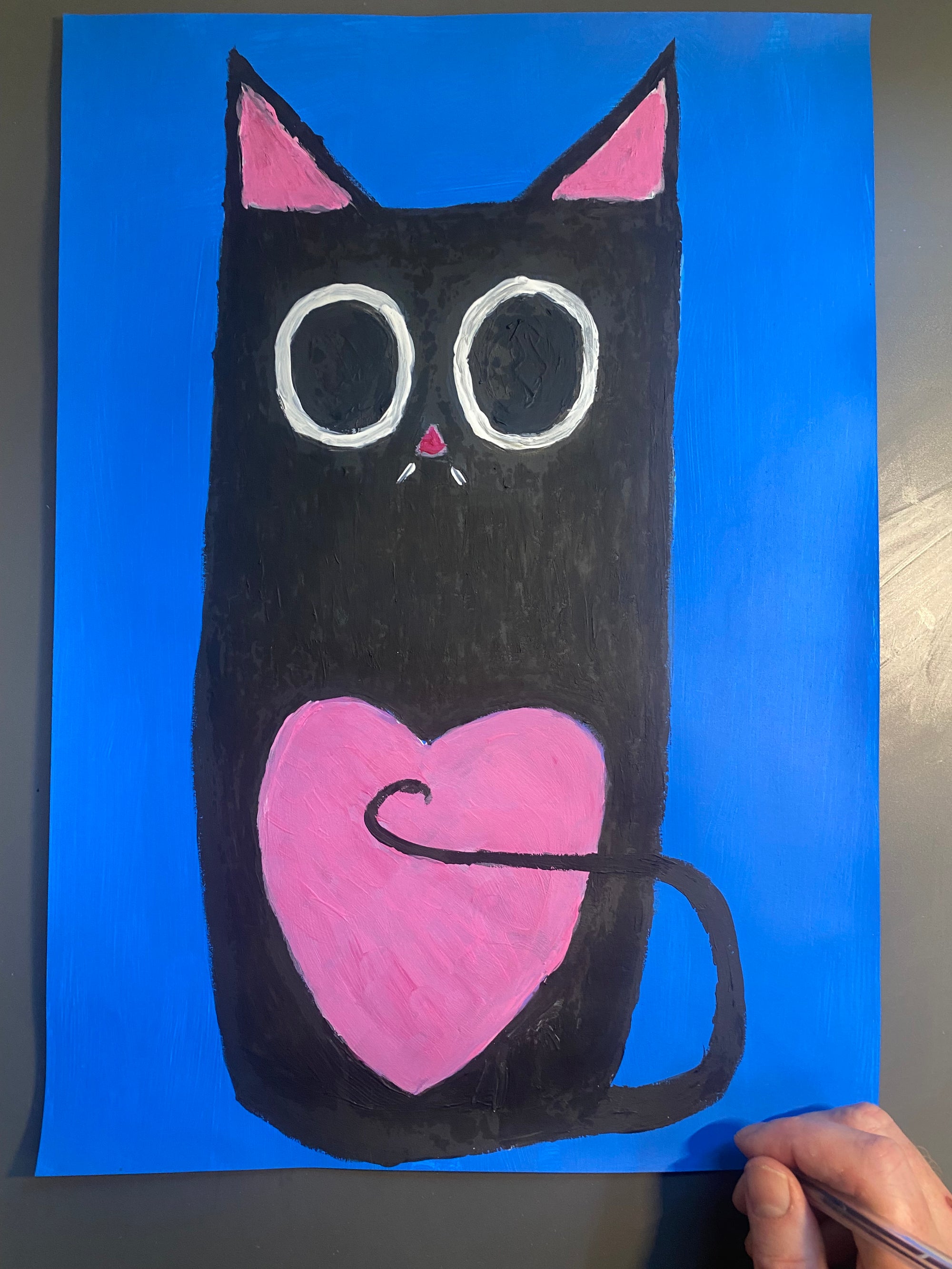 Love Cat Original Acrylic Painting Signed By The Artist