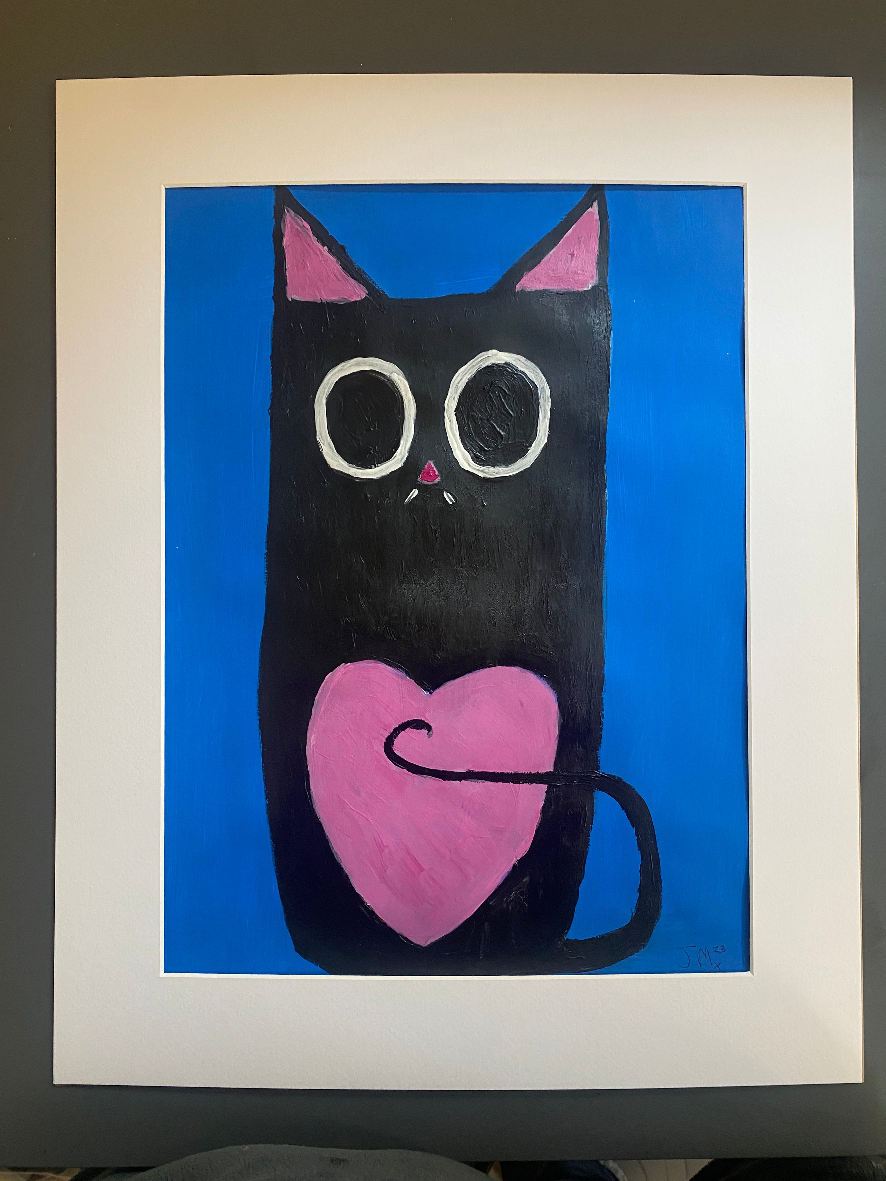 Love Cat Original Acrylic Painting Signed By The Artist