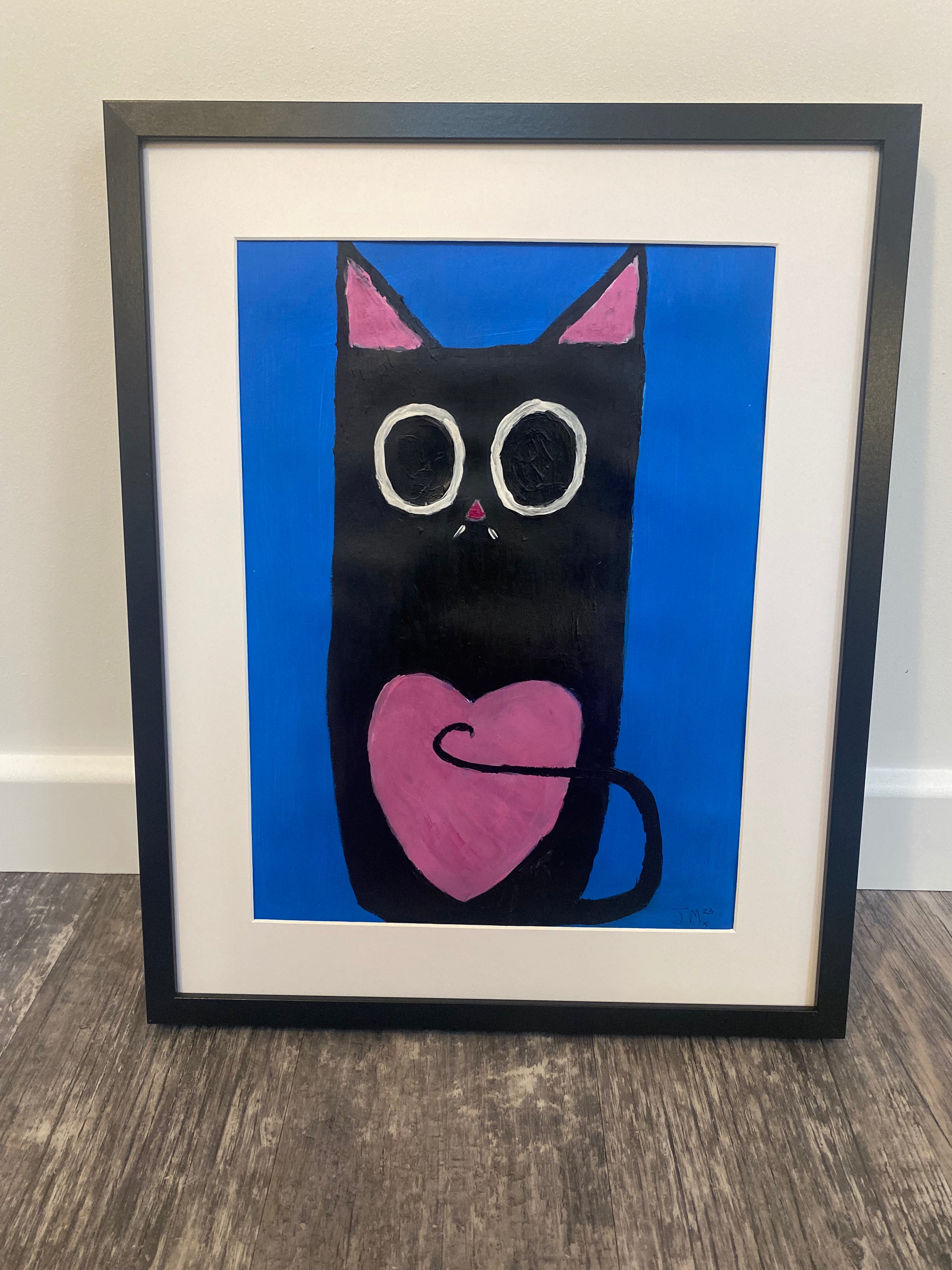 Love Cat Original Acrylic Painting Signed By The Artist