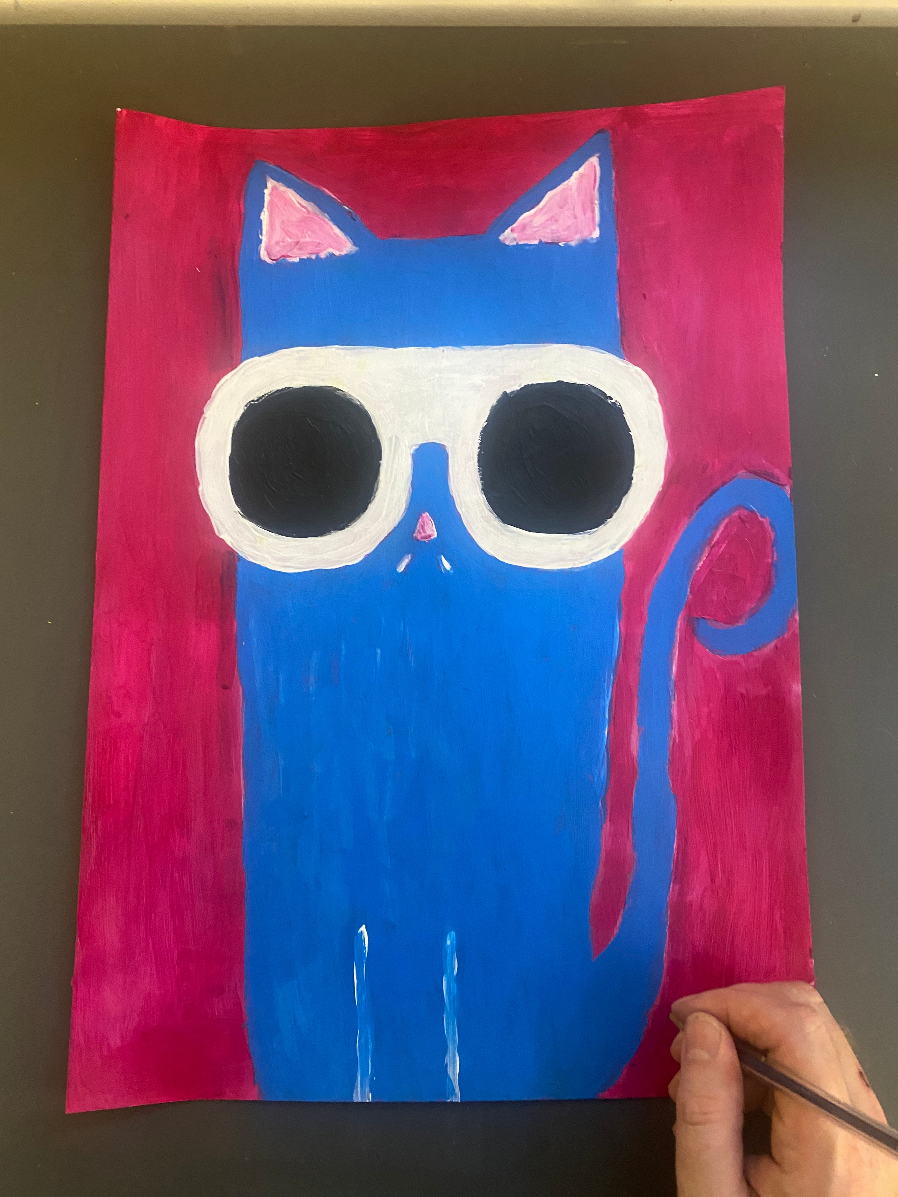 Cool Cat Original Acrylic Painting, Signed By The Artist