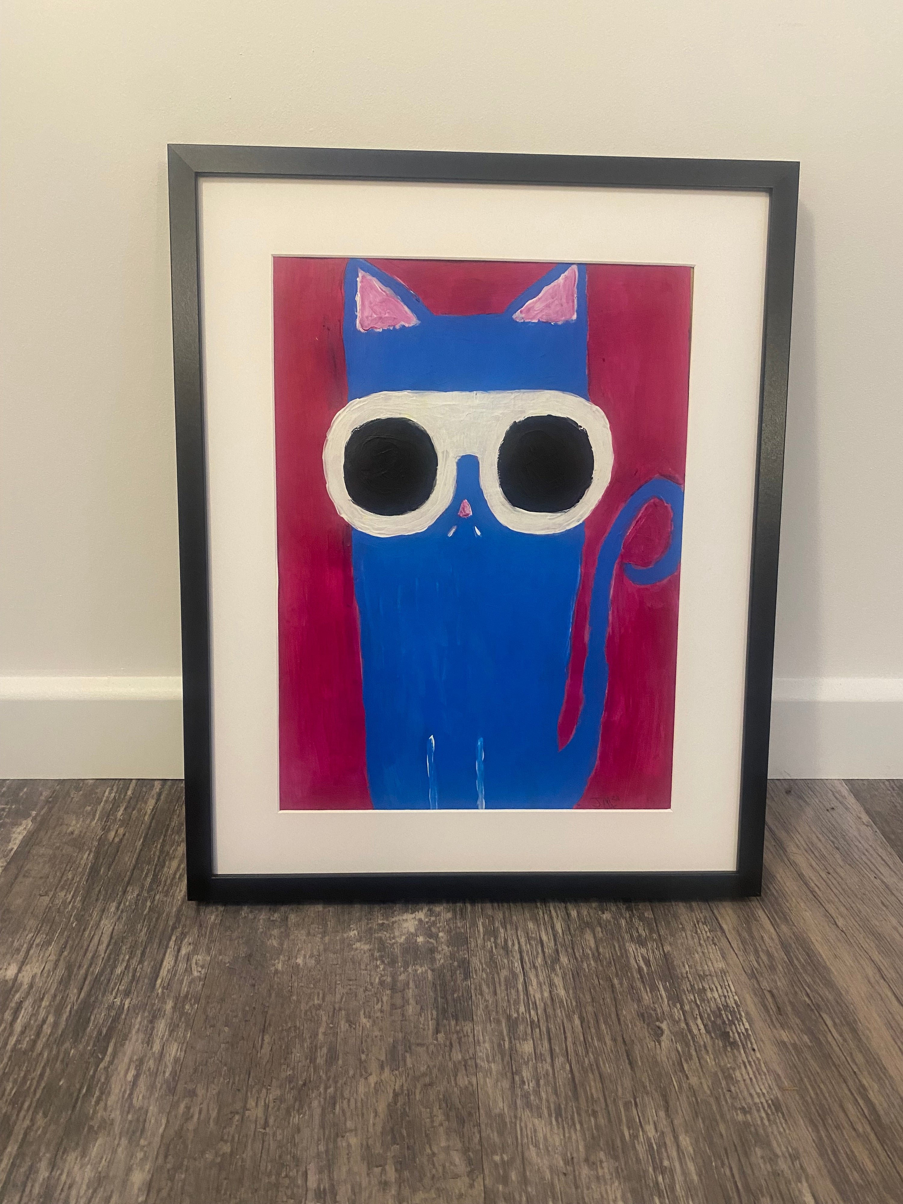 Cool Cat Original Acrylic Painting, Signed By The Artist
