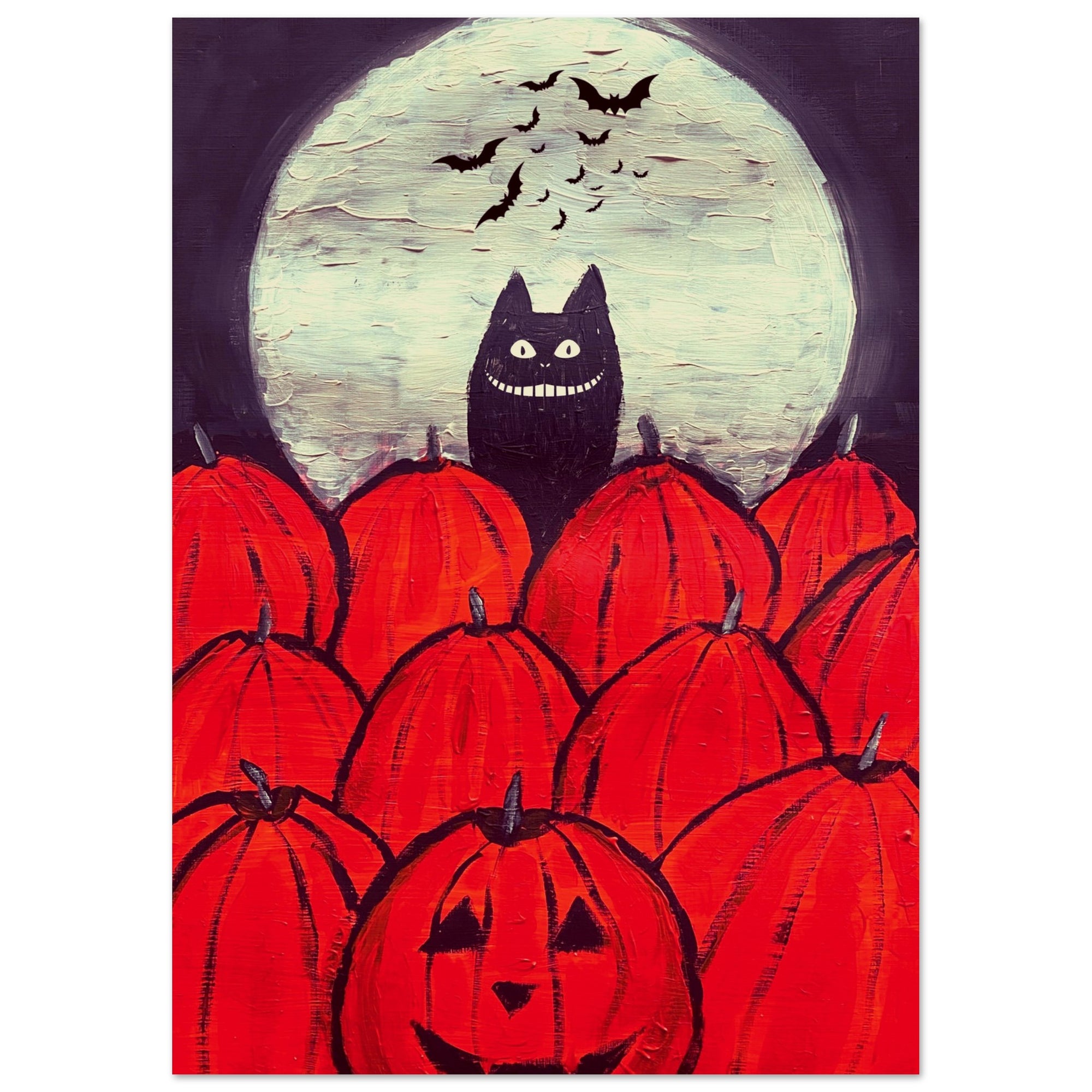 Spooky Kawaii Cat Poster Print Available In A4, A3, A2