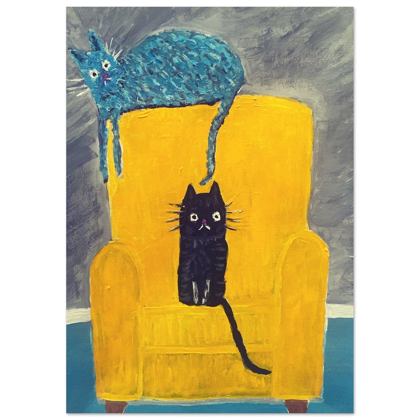 Cats On Armchair Print Available in A4, A3, A2 Sizes